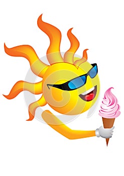 Funky sun with ice cream