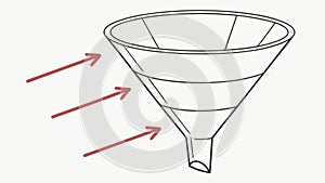 Funnel with arrows, conversion and process flow, vector design Generative AI