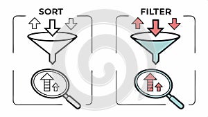 Funnel chart illustration, data analysis and process flow graphic vector design Generative AI