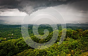 Funnel cloud and spring rainstorm over the Shenandoah Valley, se