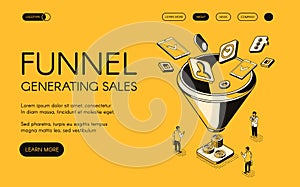 Funnel generating sales vector illustration