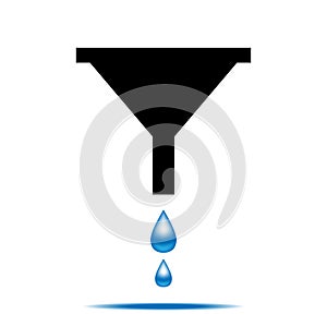 Funnel icon with drops of water