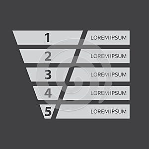 Funnel icon or symbol infographic template. Business concept with 5 options for marketing and sales. Vector illustration