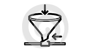 Funnel Process Flow Icon with Input and Output Arrows