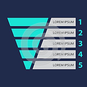 Funnel symbol. Marketing and sales template. Business infographic design element. Colorful vector illustration