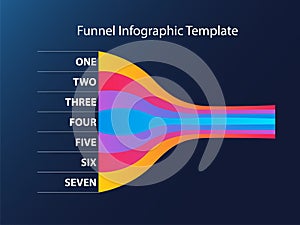 Funnel vector infographic for business presentation. Colorful layout template on dark background