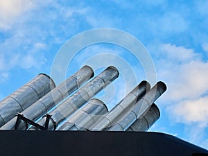 Funnels ship closeup photo