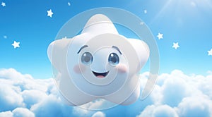 funnny cartoon character , cloud and stars , dream background . photo