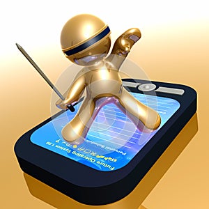 Funny 3d icon with pda gadget photo