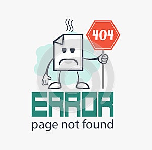 Funny 404 error concept. Web Page not found sign. Internet problem icon