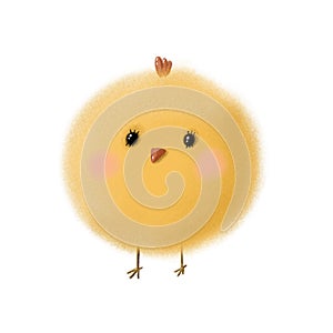 funny abstract chicken, fluffy watercolor animal, summer clipart with cartoon character