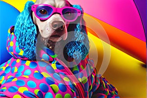 Funny abstract colorful fahion pet dog animal model