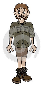 The funny adventure man in khaki