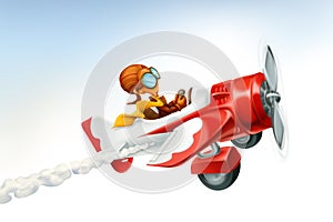 Funny airplane, 3d vector cartoon