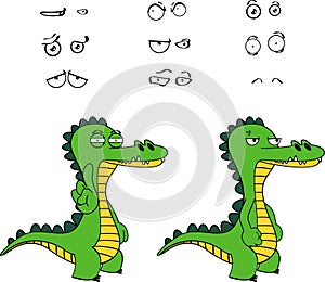 Funny alligator cartoon expressions set1