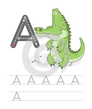 Funny alligator with letters A 2