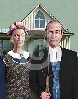 Funny American Gothic Painting Spoof