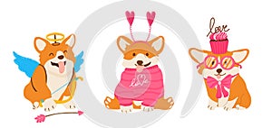 Funny amour corgis set for Valentines day.