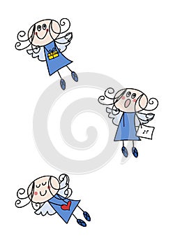 Funny angel girl (clip-art set)