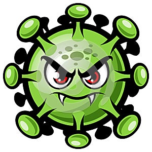 Funny angry cartoon Covid-19 coronavirus vector illustration