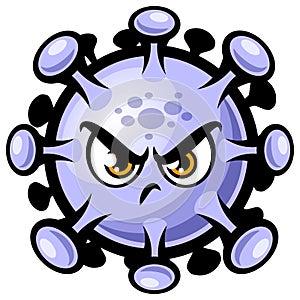 Funny angry cartoon Covid-19 coronavirus vector illustration