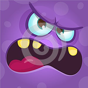 Funny angry cartoon monster face. Halloween illustration. Prints design for t-shirts.