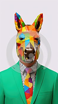 Funny animal mask on colorful background.