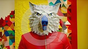 Funny animal mask on colorful background.