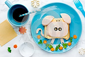 Funny animal sandwich for kids shaped cute pig