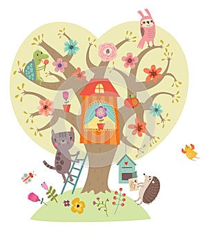 Funny animals. Tree and Characters