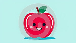 Funny apple with smiling face. AI generated