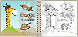 Funny army cartoon vector with military vehicles