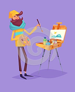 Funny artist character. vector