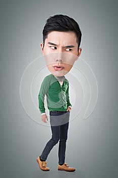 Funny Asian big head man