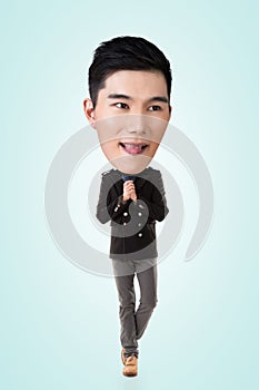 Funny Asian big head man