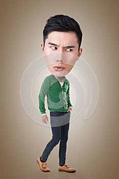 Funny Asian big head man