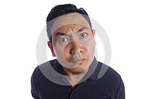 Funny Asian Man Close Up Angry Expression