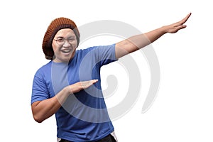 Funny Asian Man Smiling and Making Dab Movement