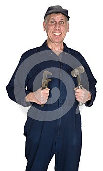 Funny Auto Mechanic, Handyman, Isolated