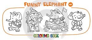 Funny baby elephant four coloring book set