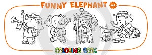 Funny baby elephant four coloring book set
