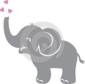 Funny baby elephant with hearts