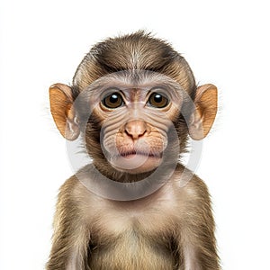A funny baby monkey face isolated on a transparent background