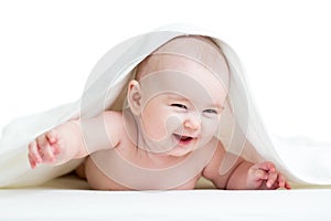 Funny baby in towel