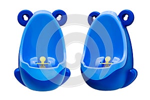 Funny baby urinal for boys. Housebreaking. To pee standing up. Set of two foreshortenings