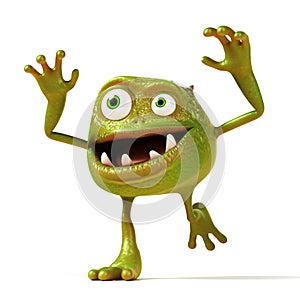 Funny bacteria toon character