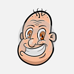 Funny Bald head man character cartoo. Clip Art Vector.