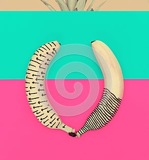 Funny Banana tropical set. Minimalism fashion style