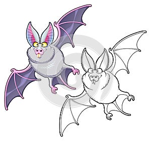 Funny bat in both colored and black white versions