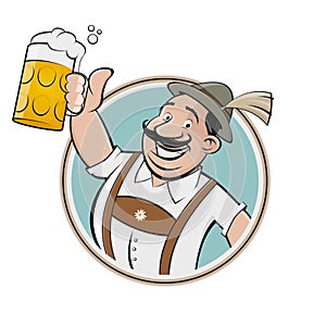 Funny bavarian man drinking beer